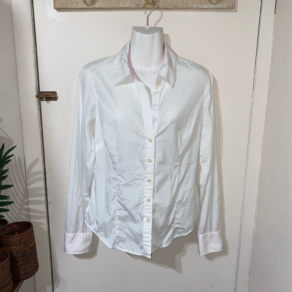 Lilly Pulitzer White Cotton Classic Plain Button Down size 6 EUC